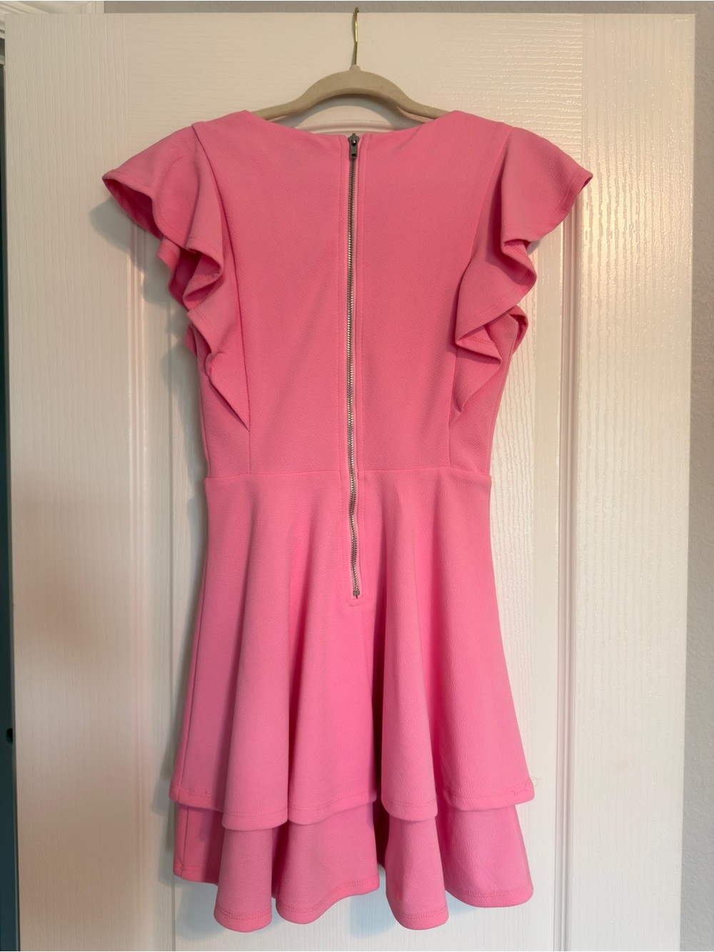 Pink Ruffle Sleeve Tiered Mini Dress - Picture 3 of 3